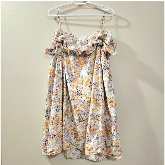 H&M - Flounce Trimmed Linen Floral Print Dress - Size XL - Picture 12 of 13